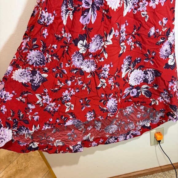 Anthropologie Maeve Red Floral Puff Sleeve Midi Dress - Picture 8 of 16